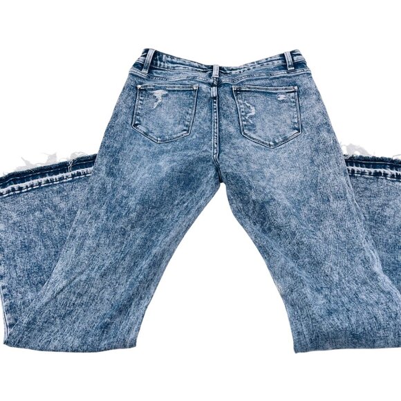 Petra 153 Jeans Distressed High-Rise Flare-Leg Jeans size 13/30 acid wash button - Picture 7 of 11